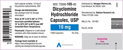 Dicyclomine Hydrochloride Capsules 10 mg (NDC 72888-105-00)