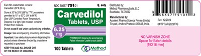 Image Description (Container Label Carvedilol 6.25mg 100s)