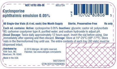 Ndc 10702-808-06cyclosporineophthalmic Emulsion 0.05%60 Single-use Vials (0.4 mL Each)sterile, Preservative-freerx Only (Cyclosporine Ophthalmic Emulsion 0 05 03)