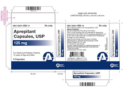 Carton- Aprepitant Capsules Usp 125mg 6s Pack (125mg 6caps)