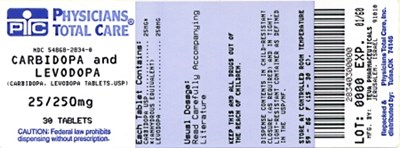 Carbidopa And Levodopa Tablets 25 mg/250 mg (2834)