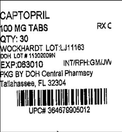 Captopril Tablets, Usp 100 mg (Captopril100mg(wockhardt))