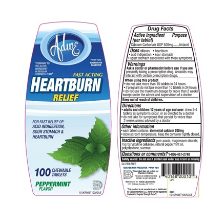 Fast Acting Heartburn Relief Antacid 100 Chewable Tablets (101ppt150pvlflb)