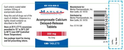 NDC 10135-0636-32Acamprosate CalciumDelayed-ReleaseTablets333 mgRx Only180 TABLETS - acamprosate calcium tablets 02