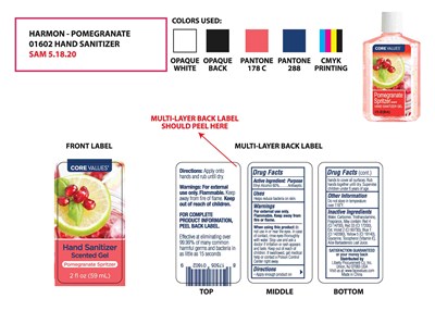 4 - 01602 Harmon HandSanitizer 2oz Pomegranate Label FDA 5.18.20 OL.ai
