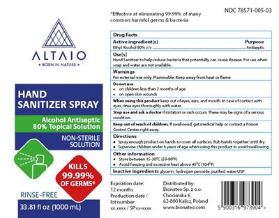 Altaio Hand Sanitizer Spray 1000 mL (En 115 90 Hand Sanitizer Spray 1000ml)