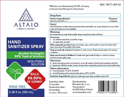 Altaio Hand Sanitizer Spray 100 mL (En 115 90 Hand Sanitizer Spray 100ml)