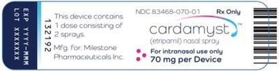 Principal Display Panel – 70 mg Device Label (Car15 0003 14)