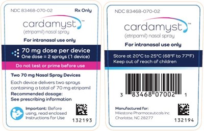 Principal Display Panel – 70 mg Container Label (Car15 0003 15)