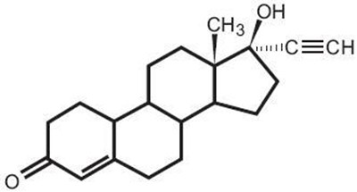 Norethindrone Structural Formula. (Nora Be 1)