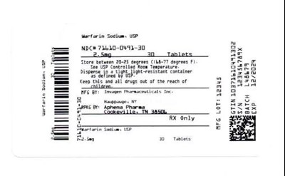 Bottle Label 2.5 mg - 71610 0491 30