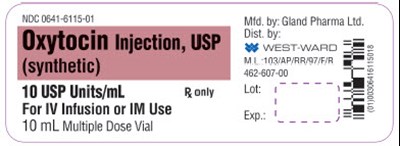 NDC 0641-6115-01 Oxytocin Injection, USP (synthetic) 10 USP Units/mL For IV Infusion or IM Use 10 mL Multiple Dose Vial - oxytocin injection usp 4