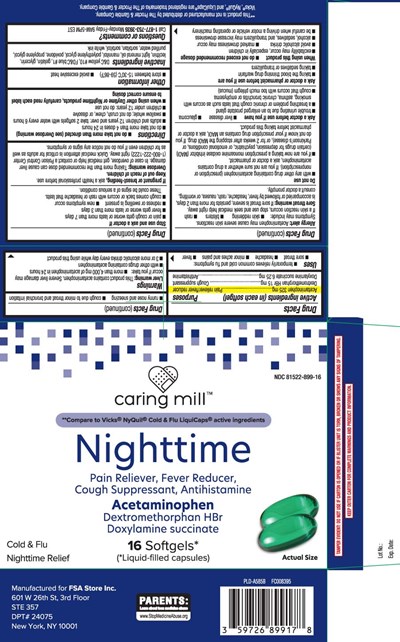 Acetaminophen 325 mg, Dextromethorphan HBr 15 mg, Doxylamine Succinate 6.25 mg - nighttime cold flu pur 1