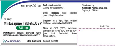 mirtazapine-fig1.jpg PACKAGE LABEL-PRINCIPAL DISPLAY PANEL-7.5 mg 500 Tablets Bottle - mirtazapine fig1