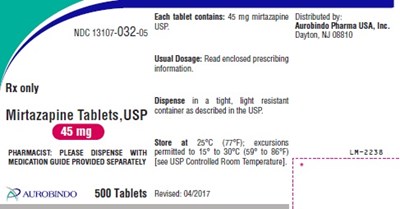 mirtazapine-fig4.jpg PACKAGE LABEL-PRINCIPAL DISPLAY PANEL-15 mg 500 Tablets Bottle - mirtazapine fig4
