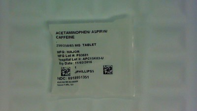 Acetaminophen/aspirin/caffeine 250/250/65 mg Tablet Label (6918951351)