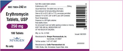 erythromycin-02.jpg PRINCIPAL DISPLAY PANEL - 250 mg Tablet Bottle Label - erythromycin 02