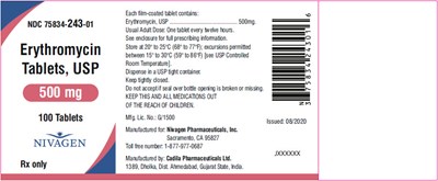 erythromycin-03.jpg PRINCIPAL DISPLAY PANEL - 500 mg Tablet Bottle Label - erythromycin 03