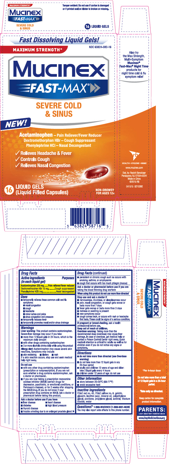 NDC 63824 592 Mucinex Fast max Severe Cold And Sinus Label Information 