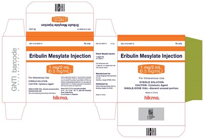 eribulin-carton.jpg PRINCIPAL DISPLAY PACKAGE - Eribulin Mesylate Injection 1 mg/2 mL Carton - eribulin carton