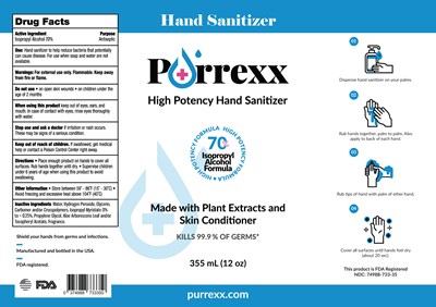 V5 Purrexx Label 12 Oz (355ml) Isopropyl 70