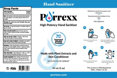 V5 Purrexx Label 2 Oz (59 mL) Isopropyl 70