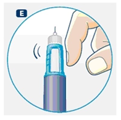 E (Hold the pen and tap the top gently.)
