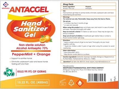 Hand Sanitizer Gel With Peppermint And Orange (79633 201 45 Min)