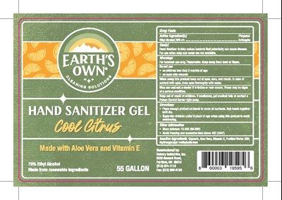 Earth' s Own Hand Sanitizer Gel - Cool Citrus - EsO CoolCitrus HandSanitizerGel 55Gallon Label