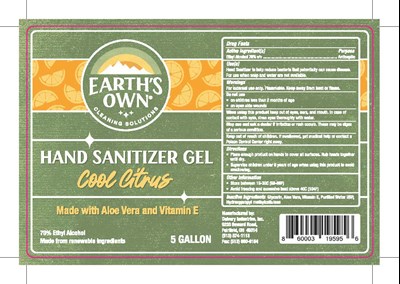 Earth' s Own Hand Sanitizer Gel - Cool Citrus - EsO CoolCitrus HandSanitizerGel 5Gallon Label