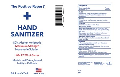 001410942-Positive-Report-Hand-Sanitizer-5oz-bottle-label-R0-0720.jpg 147 mL - 001410942 Positive Report Hand Sanitizer 5oz bottle label R0 0720