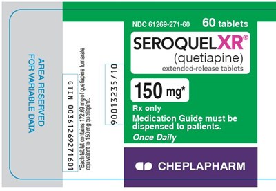 NDC61269-271-60.jpg Seroquel XR 150 mg 60 tablets bottle label - NDC61269 271 60