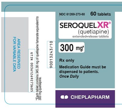 NDC61269-273-60.jpg Seroquel XR 300 mg 60 tablets bottle label - NDC61269 273 60