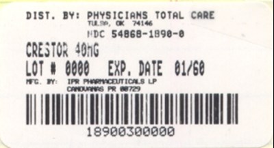Image Of 40 mg Package Label (1890)