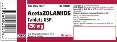 acetazolamide-03.jpg PRINCIPAL DISPLAY PANEL - 250 mg Tablet Bottle Label - acetazolamide 03