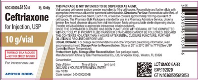Ceftriaxone 10 G/vial Label (Container Label 10g)