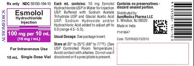 esmolol-fig1.jpg PACKAGE LABEL-PRINCIPAL DISPLAY PANEL - 100 mg per 10 mL (10 mg / mL) Container Label - esmolol fig1