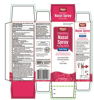 image-01.jpg WinCo FOODS ORIGINAL Nasal Spray Pump Mist Anti-Drip Oxymetazoline HCl Nasal Decongestant 1 FL OZ (30 mL) - image 01