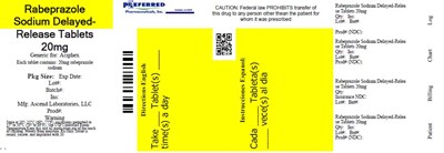 Rabeprazole Sodium Delayed Released Tablets 20mg (Rabe 30 Count)