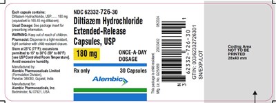 30 capsules - diltiazem 180 mg