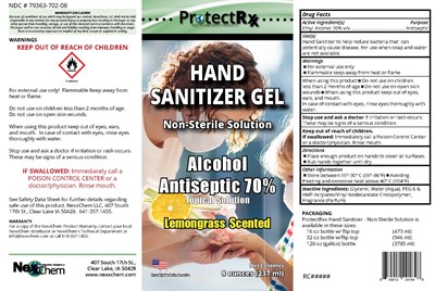 Protectrxx Lbl Gel Lemongrass Handsanitizer 8oz