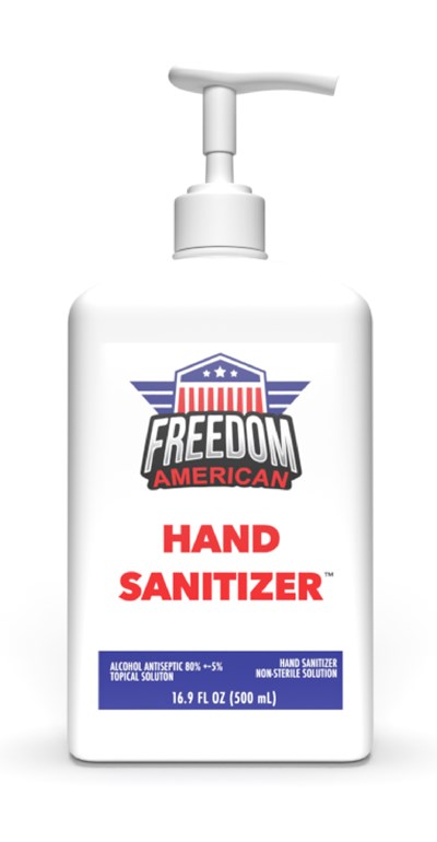 Freedom American 16.9 Oz (500 mL) Hand Sanitizer Bottle Front Label (16ozhandsanitizerfrontlabel)