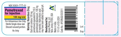 Pemetrexed For Injection, 100mg/vial- Container Label (E6c9e0de 4141 4daf 9bab 31d6c394a168 10)