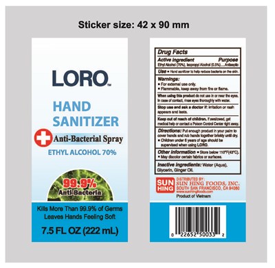 222ml (Loro Hand Sanitizer Spray 7.5 Fl Oz)