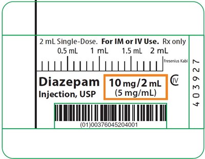 Package Label (PRINCIPAL DISPLAY – Diazepam Injection, USP 2 mL Single-Dose Syringe Label)