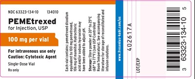 PACKAGE LABEL- PRINCIPAL DISPLAY – Pemetrexed 100 mg Single-Dose Vial Label - pem01 0004 12