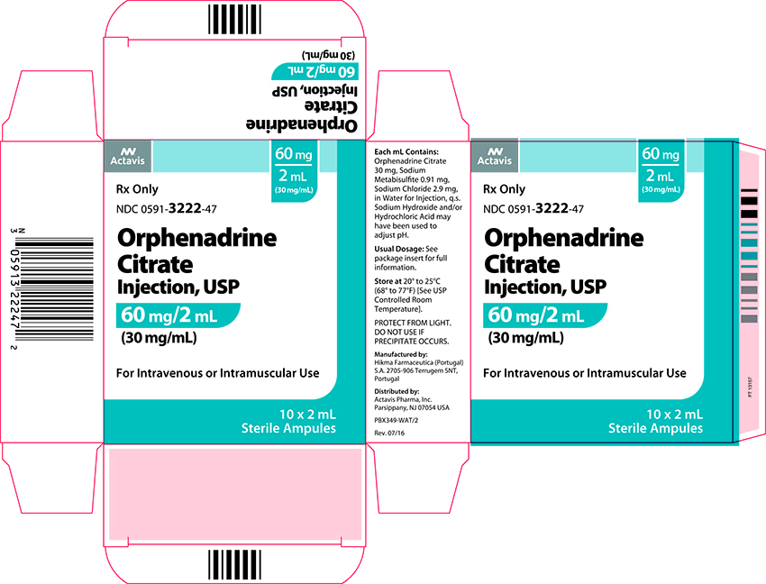NDC 0591 3222 Orphenadrine Citrate Images Packaging Labeling 