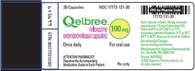 qelbree-05.jpg PRINCIPAL DISPLAY PANEL - 100 mg Capsule Bottle Label - qelbree 05