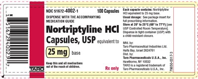 nortriptyline-03.jpg PRINCIPAL DISPLAY PANEL - 25 mg Capsule Bottle Label - nortriptyline 03