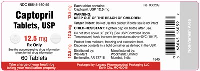 captopril-2.jpg NDC 68645-160-59CaptoprilTablets, USP12.5mgRx Only60 Tablets - captopril 2